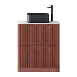 Royal Bathrooms Avenza 600mm Terracotta Clay Floor Standing Countertop Bathroom Vanity Unit 2 Drawer With Art Square Basin - thumbnail 6