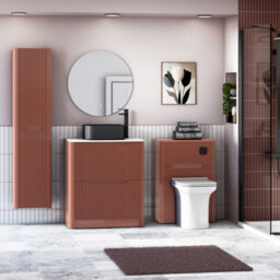 Royal Bathrooms Avenza 600mm Terracotta Clay Floor Standing Countertop Bathroom Vanity Unit 2 Drawer With Art Square Basin - thumbnail 4