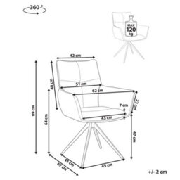 Wyld And Coco Modern Swivel Dining Chair - Off-White Polyester Upholstery, Black Iron Legs - thumbnail 4