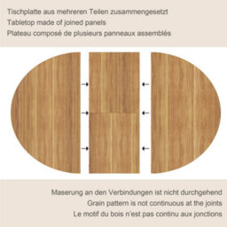 Abrihome Dark Brown Round To Oval Extendable Dining Table, Seats 8, 110-150Cm - thumbnail 5