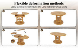Abrihome Dark Brown Round To Oval Extendable Dining Table, Seats 8, 110-150Cm - thumbnail 4