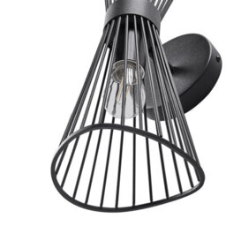 Beliani Wall Lamp Black Iron Led Hourglass Wire Modern, W15 X D17 X H41Cm - thumbnail 5