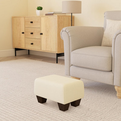 Snow White Mahogany Wood Chunky Legs Faux Leather Small Footstool Handmade Uk By Footstools Direct - image 1