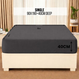 Aspire Homeware Charcoal Fitted Sheet 40 Cm Extra Deep Pocket Hypoallergenic Bed Sheet Microfiber (L)190Cm X (W)90Cm, Single - thumbnail 7