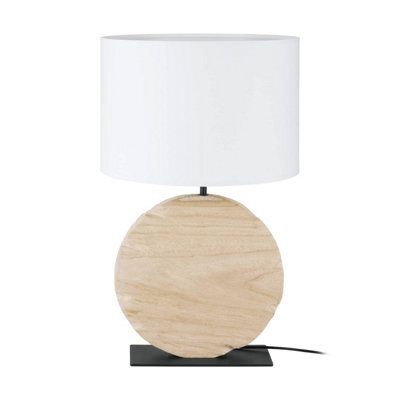 Eglo Contessore Sleek Natural Wood & Fabric Boho Table Lamp - image 1