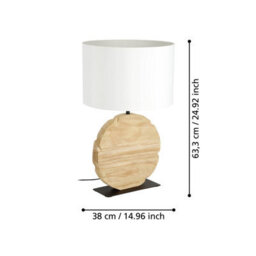 Eglo Contessore Sleek Natural Wood & Fabric Boho Table Lamp - thumbnail 2