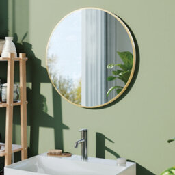 Living And Home 60Cm Gold Round Wall-Mounted Mirror - thumbnail 1