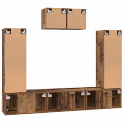 Berkfield Tv Cabinet Set Wall-Mounted 7 Pcs Old Wood Engineered Wood - thumbnail 9