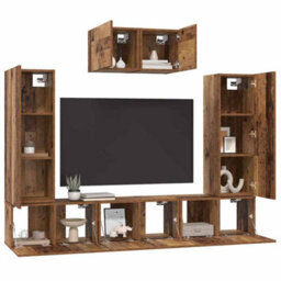 Berkfield Tv Cabinet Set Wall-Mounted 7 Pcs Old Wood Engineered Wood - thumbnail 3