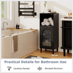 Black Bathroom Floor Cabinet With Adjustable Shelf - thumbnail 4