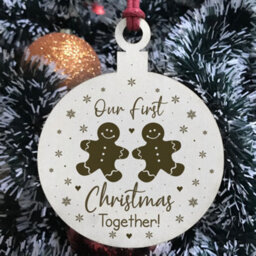 Red Ocean Our First Christmas Together Wooden Hanging Bauble For Christmas Tree Couple Gift - thumbnail 3