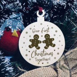 Red Ocean Our First Christmas Together Wooden Hanging Bauble For Christmas Tree Couple Gift - thumbnail 1