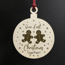 Red Ocean Our First Christmas Together Wooden Hanging Bauble For Christmas Tree Couple Gift - thumbnail 2