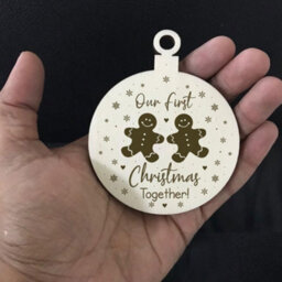 Red Ocean Our First Christmas Together Wooden Hanging Bauble For Christmas Tree Couple Gift - thumbnail 5