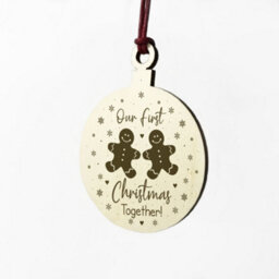 Red Ocean Our First Christmas Together Wooden Hanging Bauble For Christmas Tree Couple Gift - thumbnail 6