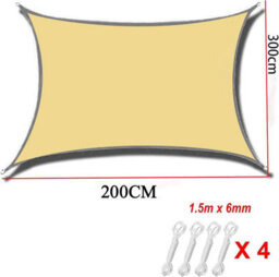 Yellow 3X2M Rectangular Shade Sail Waterproof - thumbnail 2