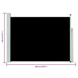 Walplus Patio Retractable Side Awning Garden Sun Shade Canopy Gazebo For Back Door, Porch, Patio 120X500 Cm Black - thumbnail 8