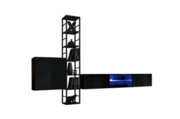 Arte Switch Metal Vi Black Gloss Entertainment Unit 270Cm - Dramatic Wood & Metal Media Wall