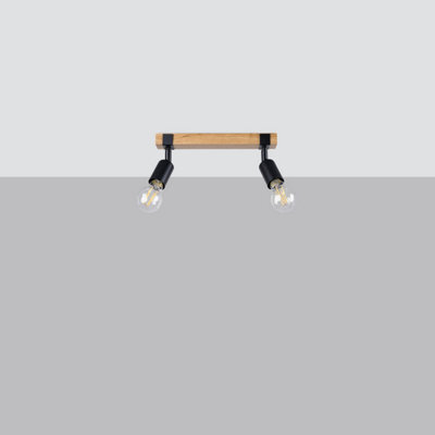 Sollux Lighting Zuca Steel/wood Black 2 Lights Modern Ceiling Light