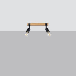 Sollux Lighting Zuca Steel/wood Black 2 Lights Modern Ceiling Light
