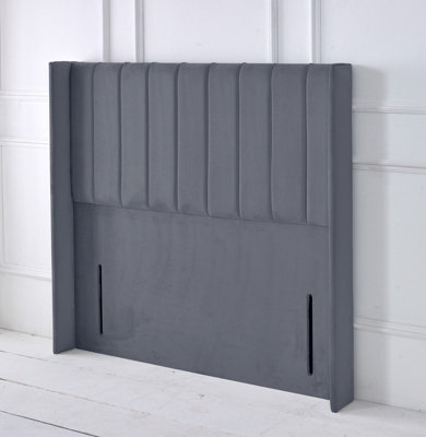 "Adore Designs Portland Winged Plush Velvet 3Ft Single 50"" Floor Standing Headboard - Grey"