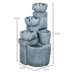 Outsunny Outdoor Water Fountain, Waterfall Fountain With Led Lights - thumbnail 3
