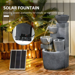 Outsunny Outdoor Water Fountain, Waterfall Fountain With Led Lights - thumbnail 5