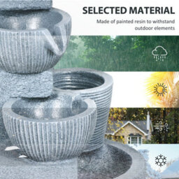 Outsunny Outdoor Water Fountain, Waterfall Fountain With Led Lights - thumbnail 7