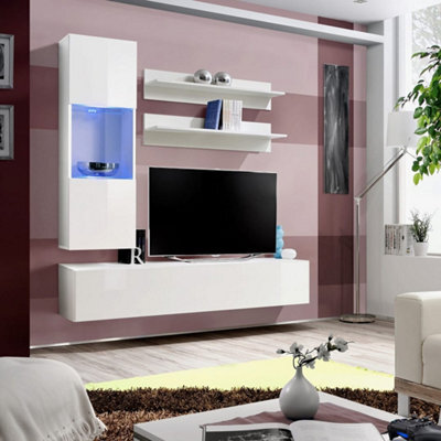 Arte Fly H3 White Gloss Entertainment Unit 160Cm - Minimal Led Media Hub For Tvs Up To 49 Inch
