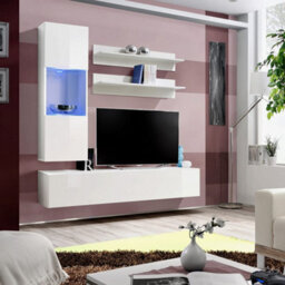 Arte Fly H3 White Gloss Entertainment Unit 160Cm - Minimal Led Media Hub For Tvs Up To 49 Inch