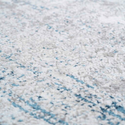 Loomed Silver Blue Tweed Floral Embossed Living Runner Rug 70X240Cm - thumbnail 4