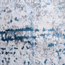 Loomed Silver Blue Tweed Floral Embossed Living Runner Rug 70X240Cm - thumbnail 5