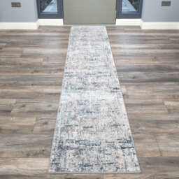 Loomed Silver Blue Tweed Floral Embossed Living Runner Rug 70X240Cm - thumbnail 2