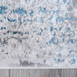 Loomed Silver Blue Tweed Floral Embossed Living Runner Rug 70X240Cm - thumbnail 3