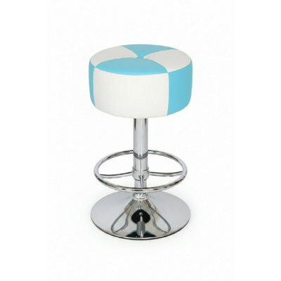 Morasi American Diner Retro Style Kitchen Bar Stool Blue And White Padded Seat - image 1