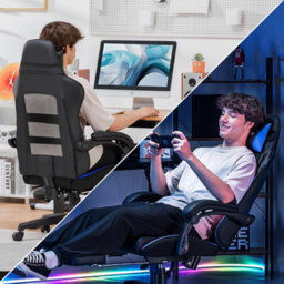 Gtplayer Gaming Chair, Ergonomic Height Adjustable Leather Computer Gaming Chair With Footrest, Removable Cover, Blue - thumbnail 6