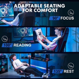 Gtplayer Gaming Chair, Ergonomic Height Adjustable Leather Computer Gaming Chair With Footrest, Removable Cover, Blue - thumbnail 8
