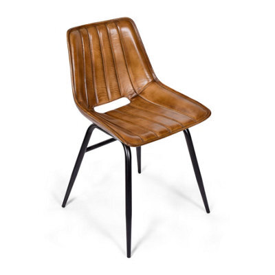 Real Genuine Leather Kitchen Dining Chair Tan Brown 77Cm High X 47Cm Wide X 55Cm Seat Height 48Cm Deep Only Legs To Attach - image 1