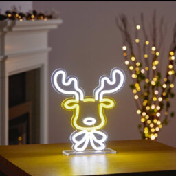 Premier Decorations Limited Neon Led Christmas Reindeer Light Sign Table Top Decoration Small Xmas Light 25Cm - thumbnail 1