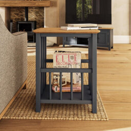 FWSTYLE Oak Magazine Rack Table Graphite Blue Ready Assembled - thumbnail 2