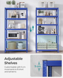 Songmics Garage Shelving, 5-Tier Storage Rack, 180 X 90 X 40 Cm Max. Load 875 Kg (175 Kg Per Tier), Shelving Unit, Adjustable Shelves, Blue - thumbnail 5