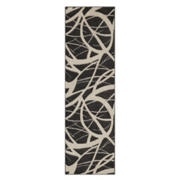 Melrose Salerno Scribble Black White Abstract Design Large Indoor Area Runner Rug 60/230Cm - thumbnail 7