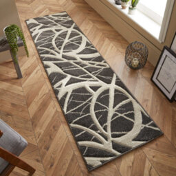 Melrose Salerno Scribble Black White Abstract Design Large Indoor Area Runner Rug 60/230Cm - thumbnail 1