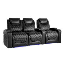 Valencia Oslo Home Cinema Seating Row Of 3 Loveseat Left Black Nappa Leather Diamond Stitching Power Headrest - thumbnail 1
