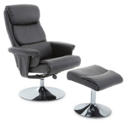 Orsina Grey Leather Effect Reclining Chair And Footstool, Easy To Clean Leather Chair, Comfy Footstool - thumbnail 3