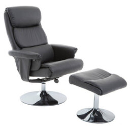 Orsina Grey Leather Effect Reclining Chair And Footstool, Easy To Clean Leather Chair, Comfy Footstool - thumbnail 2