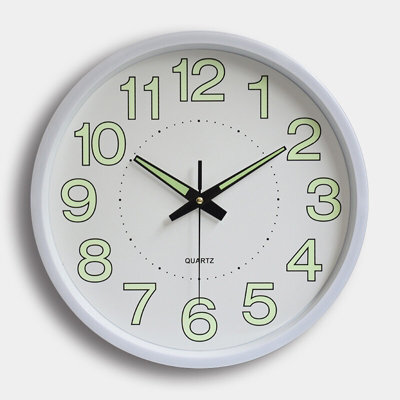 12 Large Luminous Wall Clocks Glow In The Dark Silent Home Digital Clock Decor White - image 1
