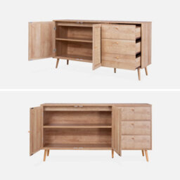 Sweeek - 150Cm Scandi-Style Wooden And Cane Effect Sideboard Natural 150X39X79 Cm - Boheme - thumbnail 3