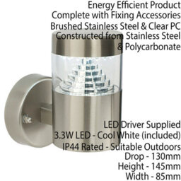 Ip44 Outdoor Wall Light Brushed Steel Led Lamp Modern Stepped Outdoor Garden - thumbnail 2