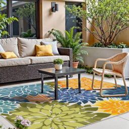Outdoor Multicolor 1.4X2M Area Rug, Tropical, Botanical, Easy Clean, Non Shedding, Bed Room, Living Room, Dining Room, Patio - thumbnail 5